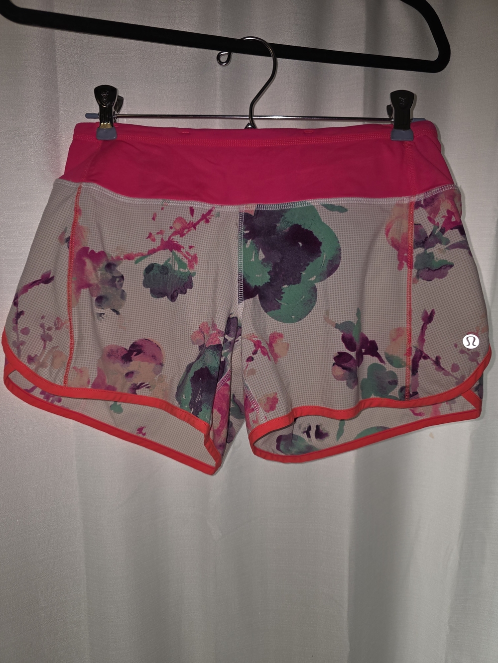 lululemon athletica Coral Waistband Floral Mesh Running Shorts